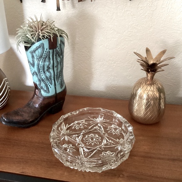 Anchor Hocking Ashtray Clear Heavy Glass Star Of David Pattern MCM Vintage EUC - Picture 8 of 15